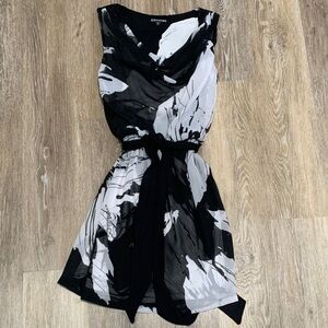 Express Black and White Abstract Mini Dress